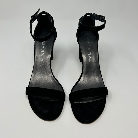 Stuart Weitzman Black Suede Nudist Block 75 Heels Size 7.5 M Fall ~ Classic! - Picture 3 of 7